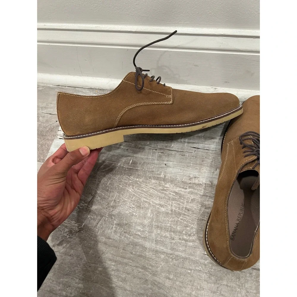 Banana Republic Oxford Shoes Mens 10 M Brown Suede Derby Lace Up Dress Shoes